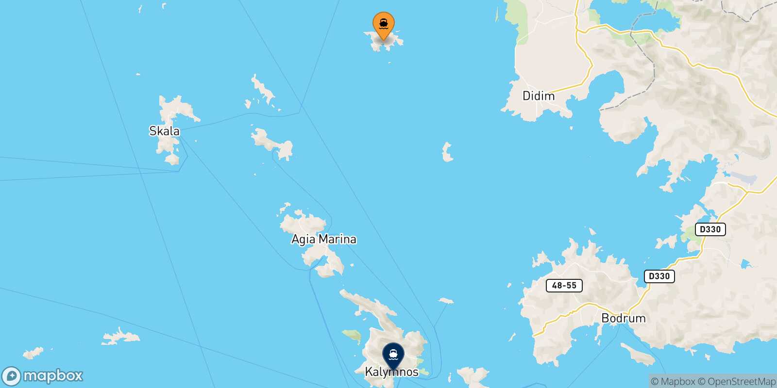 Mapa de la ruta Agathonisi Kalymnos