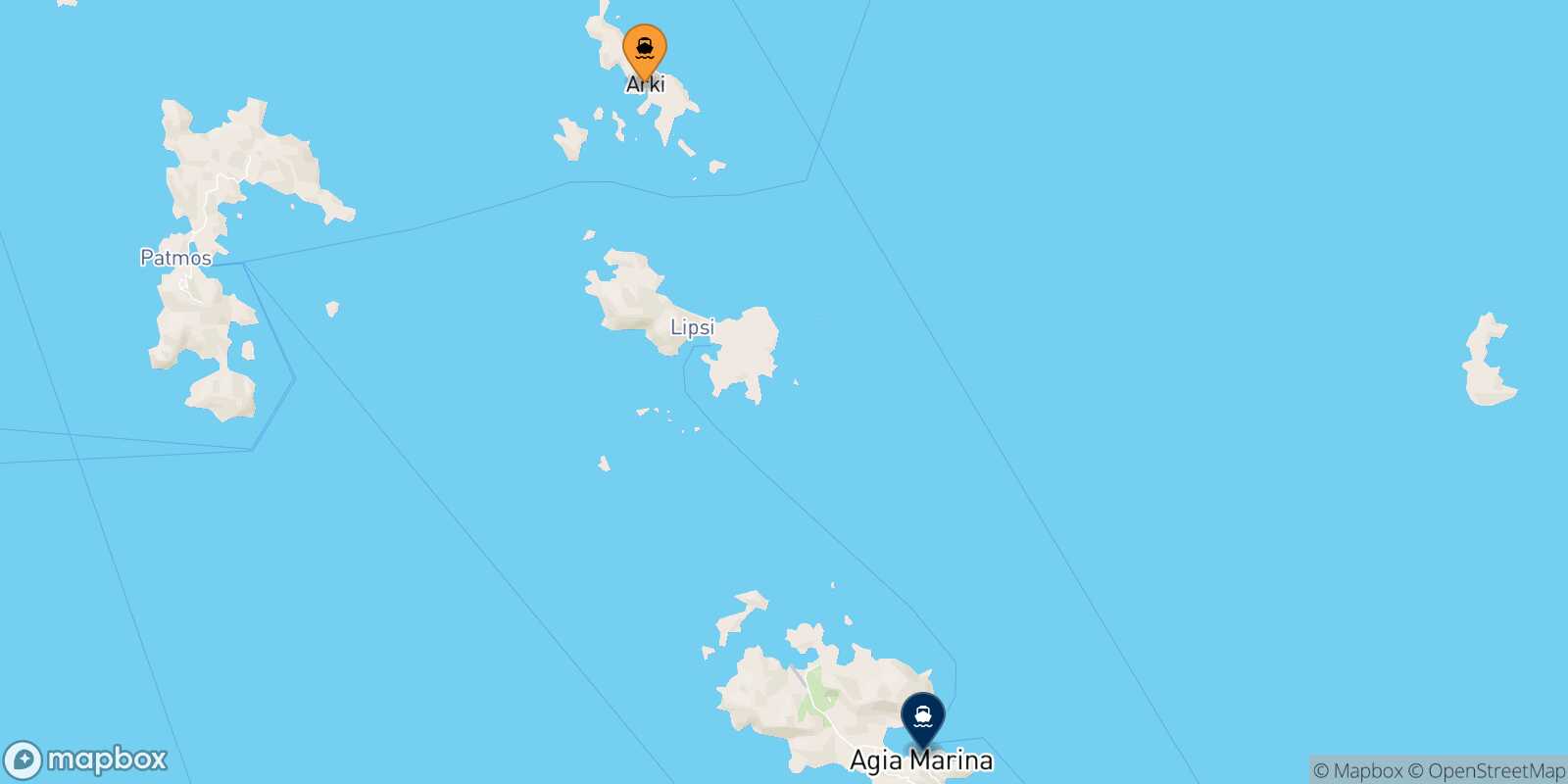 Mapa de la ruta Arkyi Agia Marina (Leros)