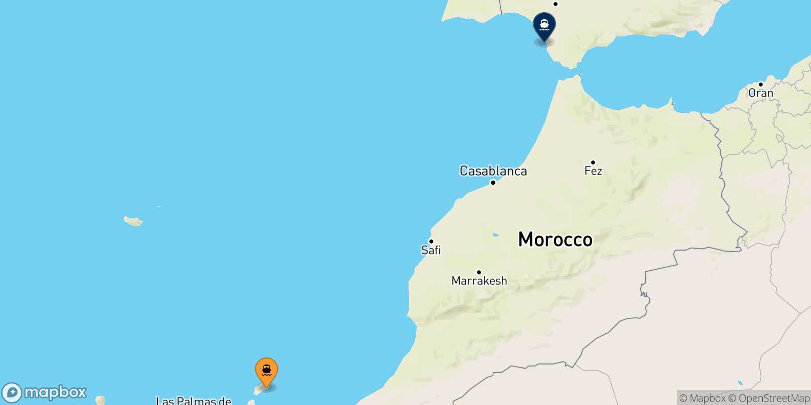 Mapa de la ruta Arrecife (Lanzarote) Cadiz