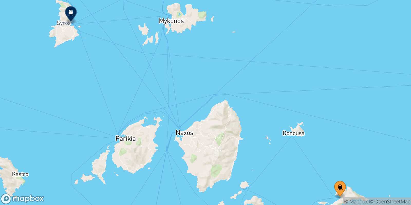 Mapa de la ruta Aegiali (Amorgos) Syros