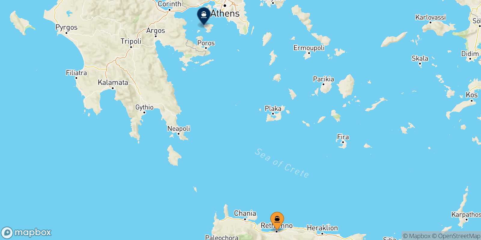 Mapa de la ruta Myli (Agistri) Aegina