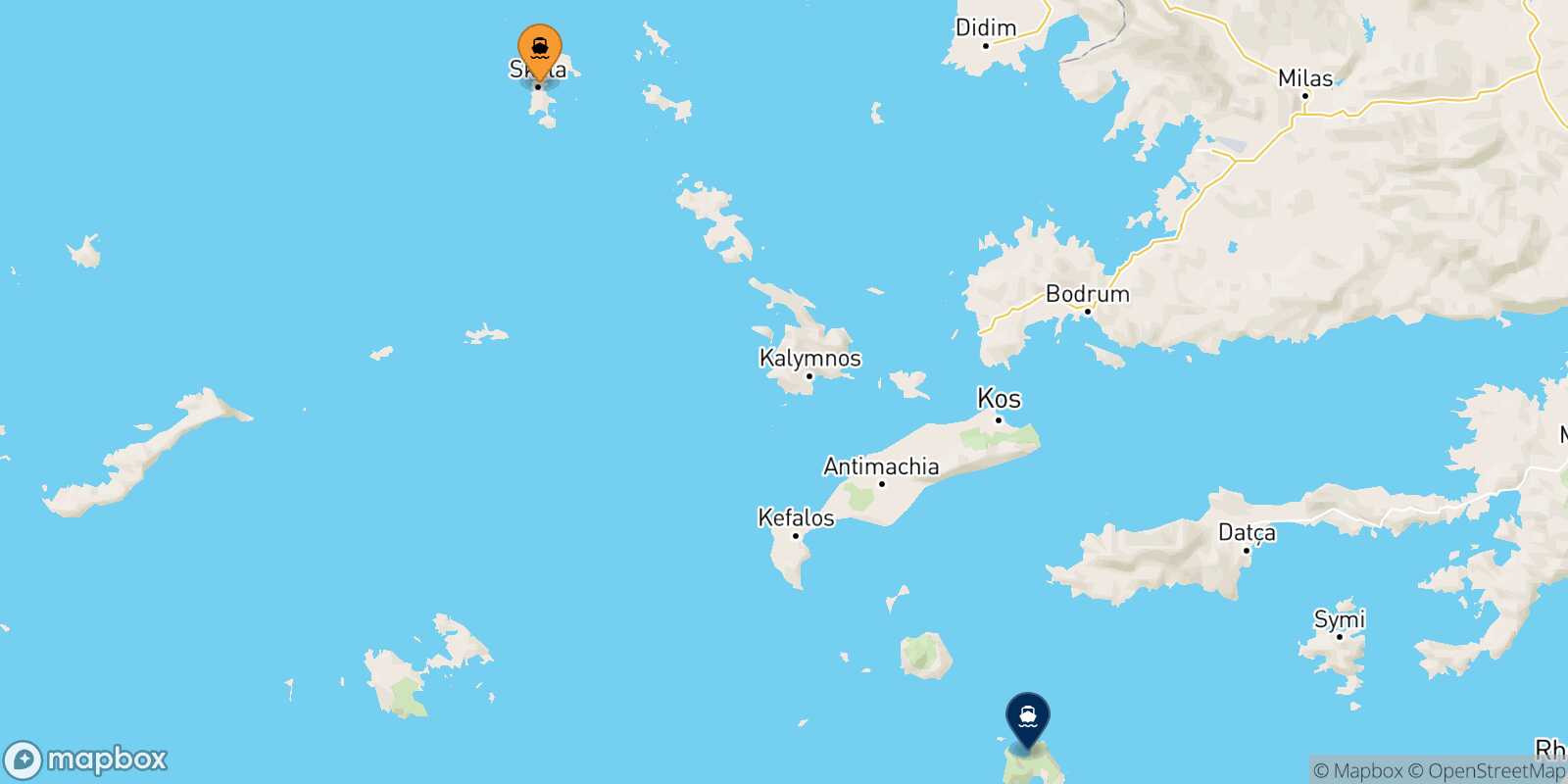 Mapa de la ruta Patmos Tilos