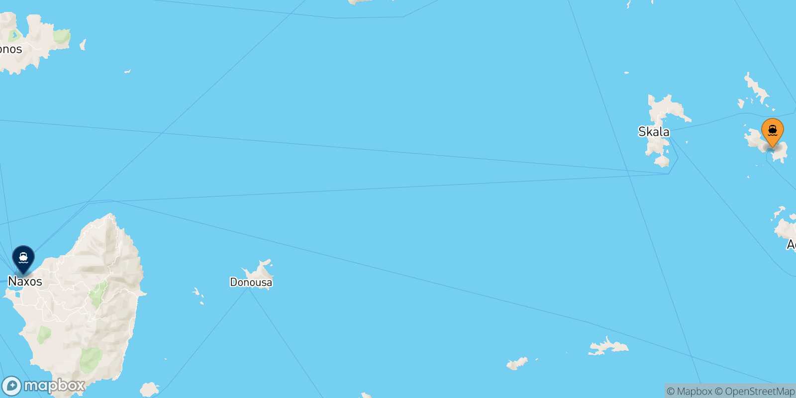 Mapa de la ruta Lipsi Naxos