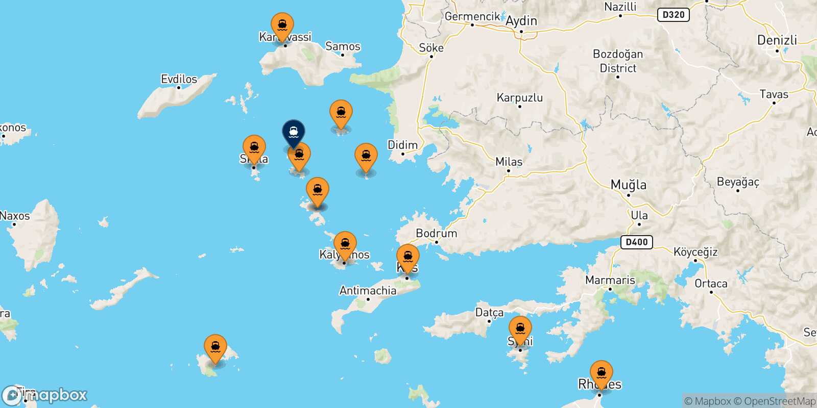 Mapa de los puertos conectados con  Arkyi