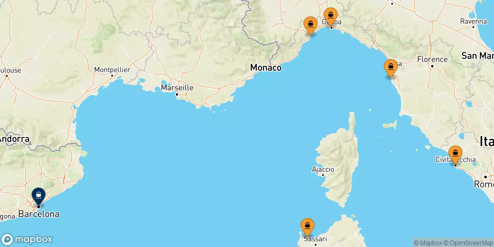 Ferries de Italia a España