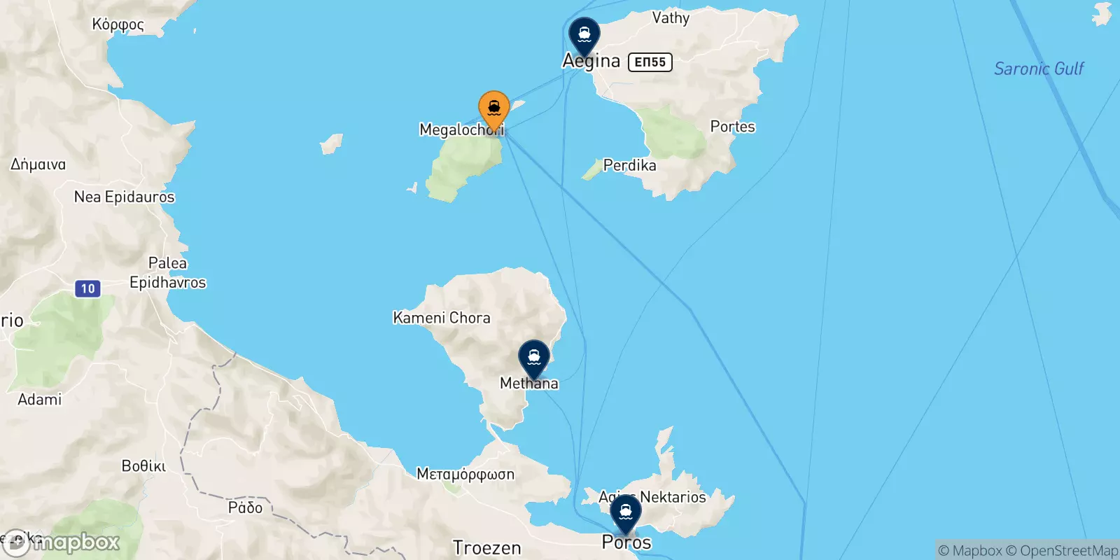 Ferries de Agistri a Islas Sarónicas