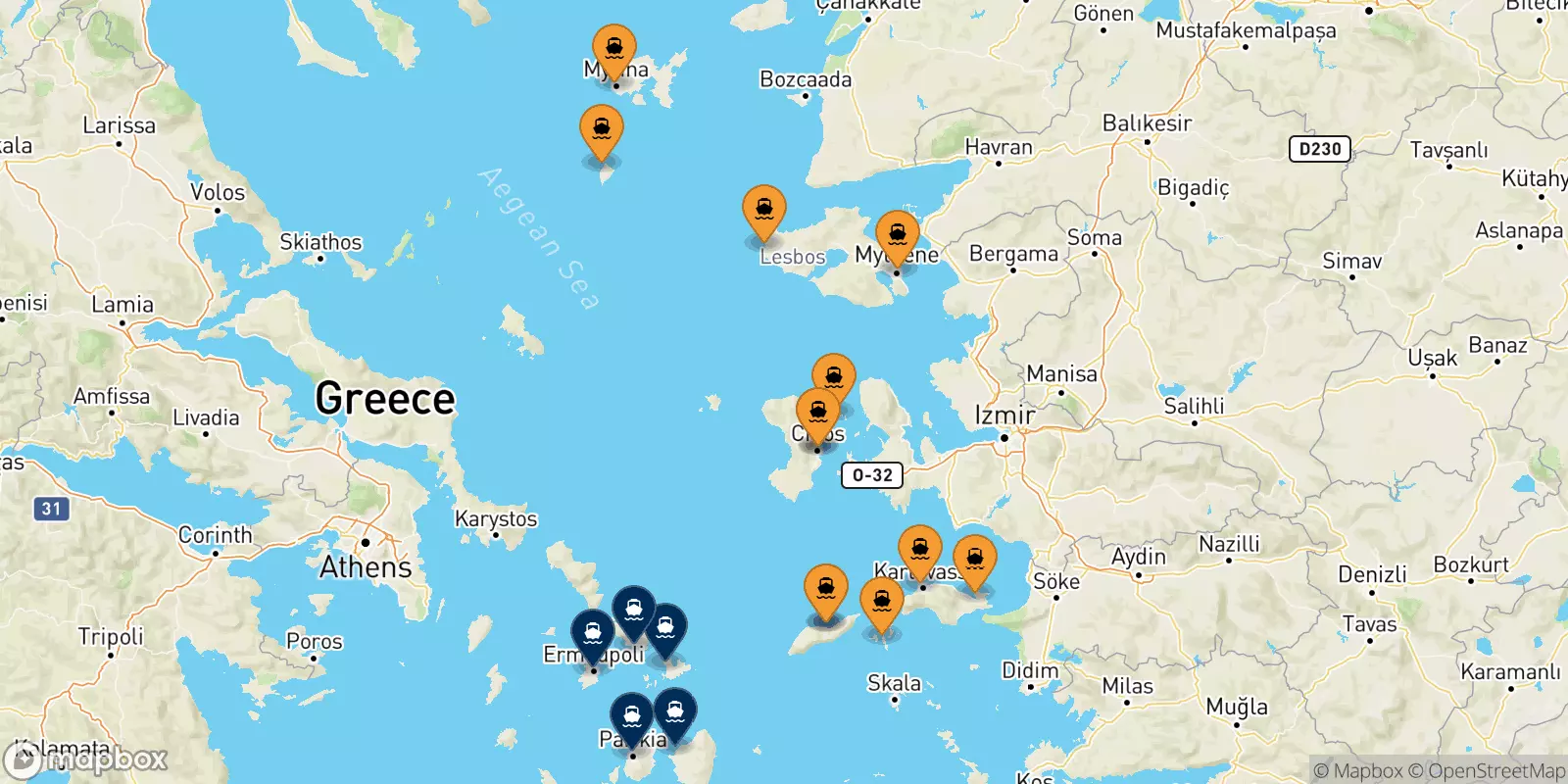 Ferries de Islas Del Egeo a Las Cicladas