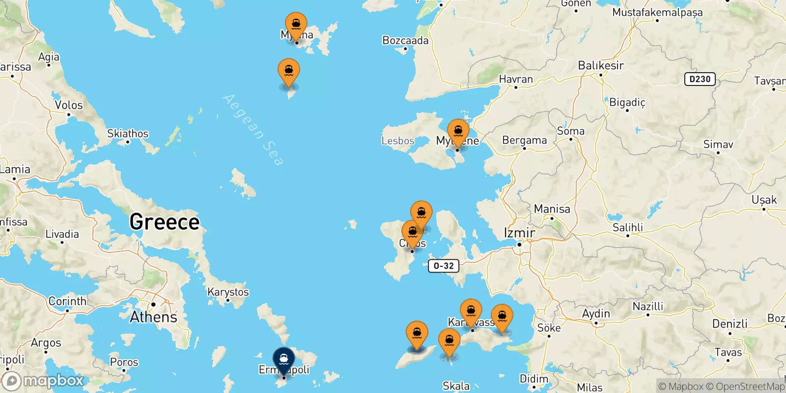 Ferries de Islas Del Egeo a Syros