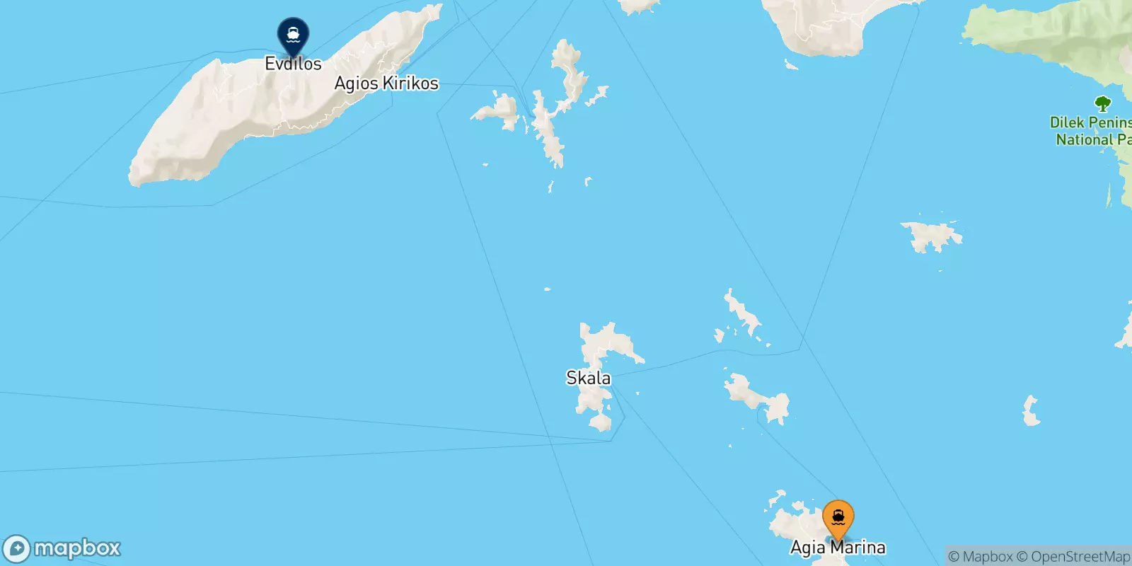 Ferries de Leros a Agios Kirikos (Ikaria)