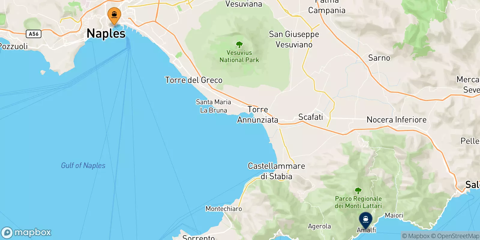 Ferries de Nápoles Beverello a Amalfi