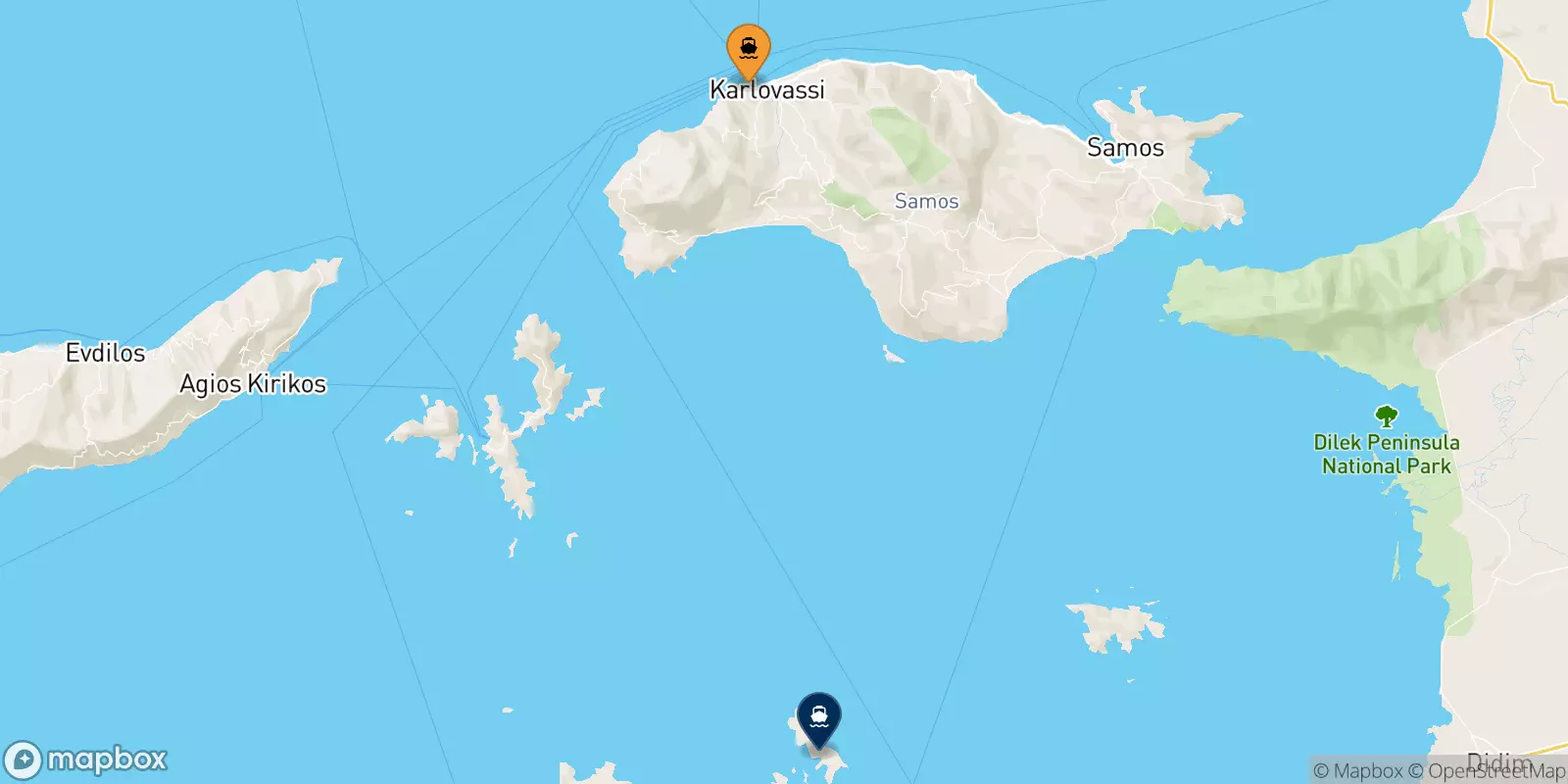 Ferries de Pythagorio (Samos) a Arkyi