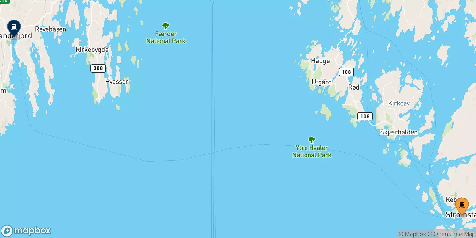 Ferries de Strömstad a Noruega