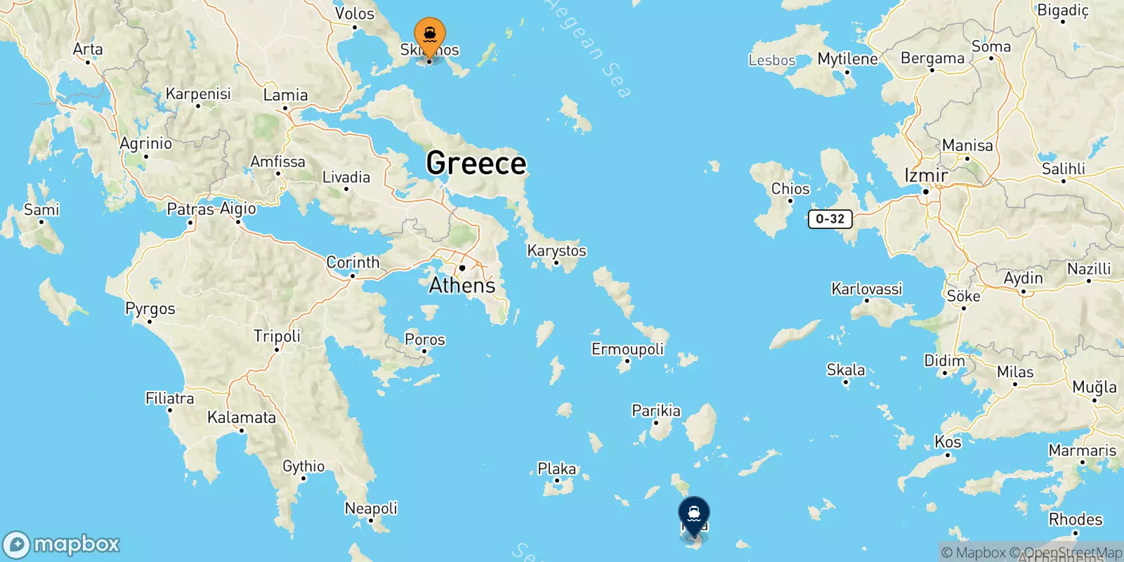 Ferries de Islas Espóradas a Santorini