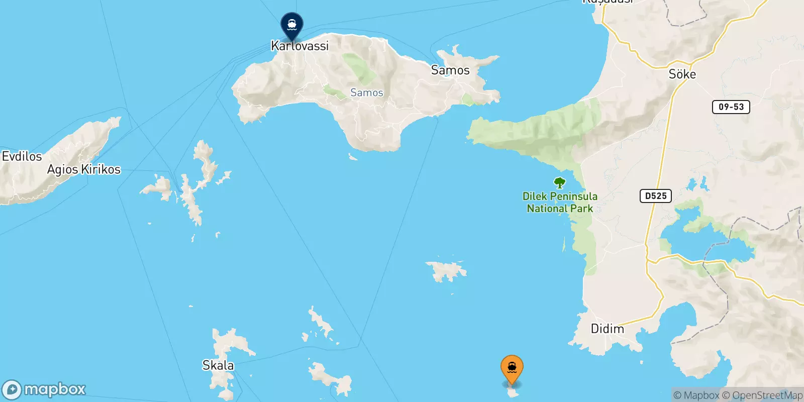 Ferries de Farmakonisi a Pythagorio (Samos)