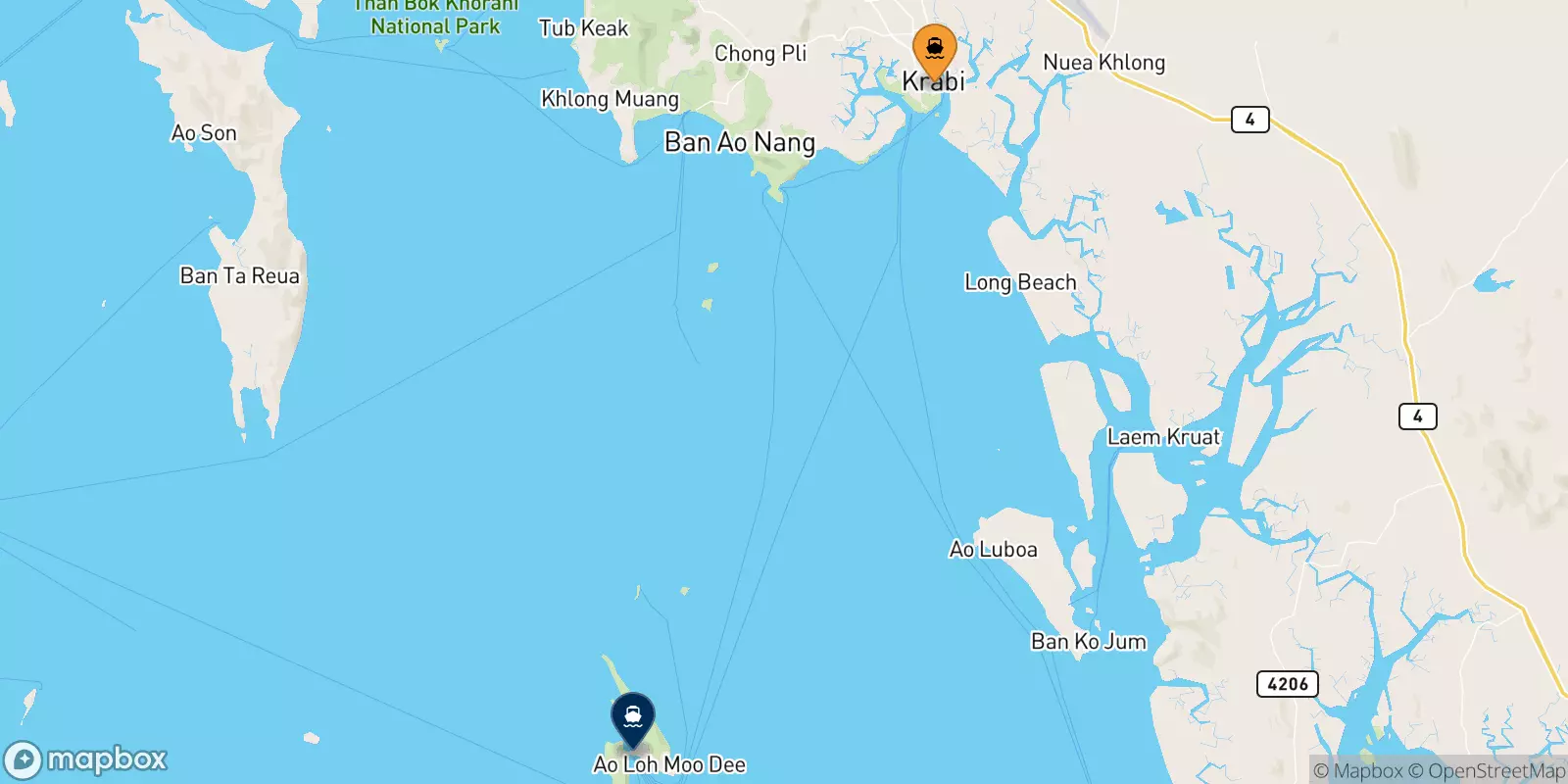 Ferries de Krabi (Kong Ka Pier) a Koh Phi Phi (Tonsai Pier)