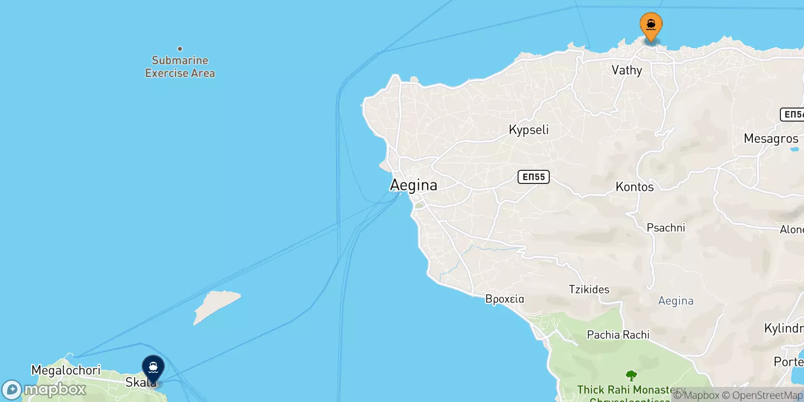Ferries de Souvala (Aegina) a Agistri