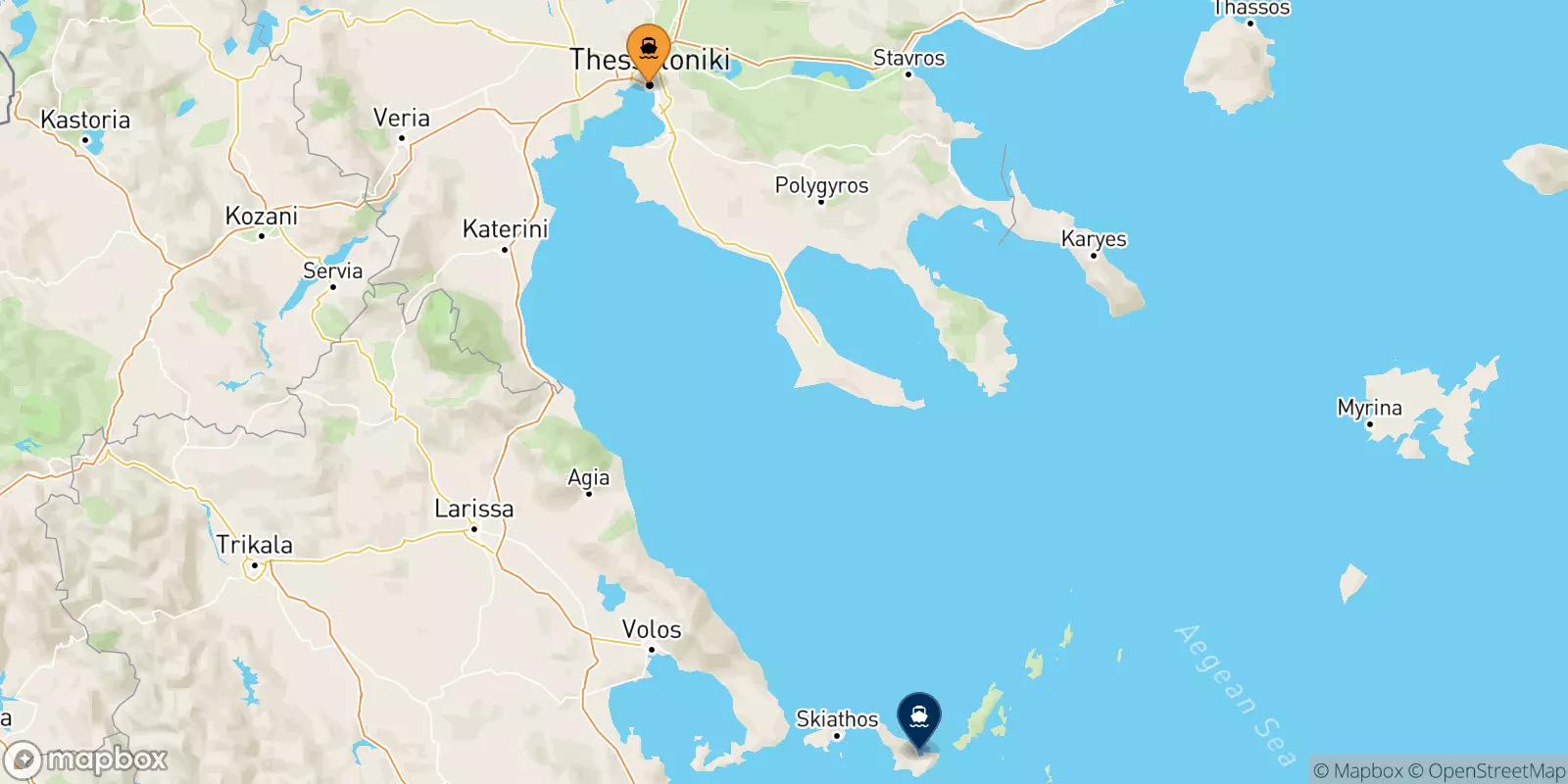 Ferries de Salónica a Glossa (Skopelos)